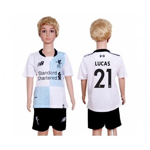 Liverpool #21 Lucas Away Kid Soccer Club Jersey - Click Image to Close